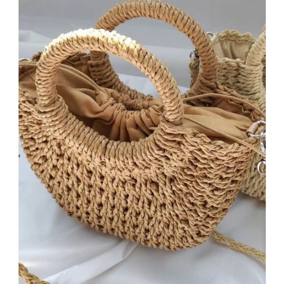 Shein Woven Straw Crossbody Summer Bag - NWOT - Picture 6 of 9